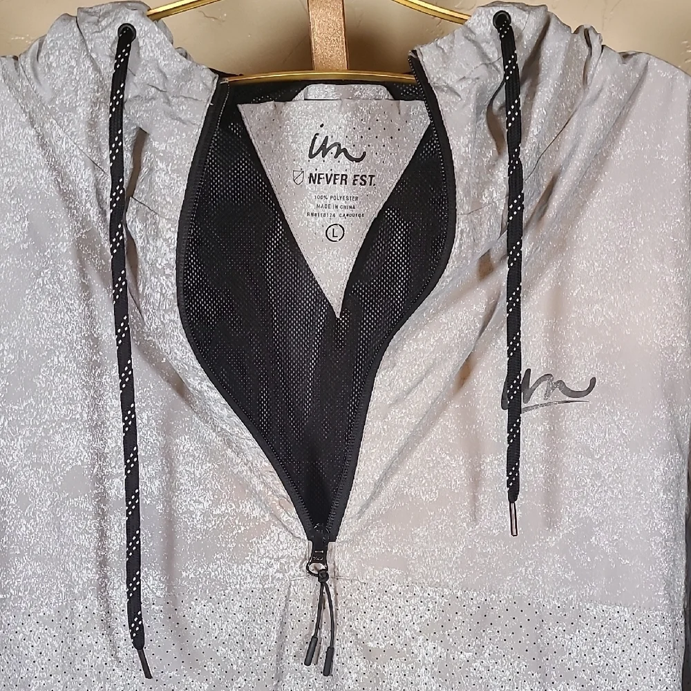 Imperial Motion Reflective Gray Hoodie Windbreaker Pullover Water Resistant Lrg
